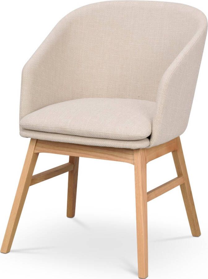 Rowico Home Windham Eetkamerstoel Beige Naturel Eiken Onderstel Met Armleuning Stof Houten Poten Scandinavisch