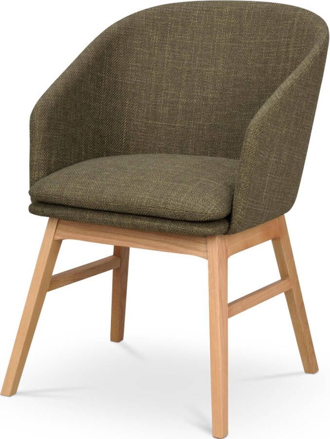 Rowico Home Windham Eetkamerstoel Groen Naturel Eiken Onderstel Met Armleuning Stof Houten Poten Scandinavisch