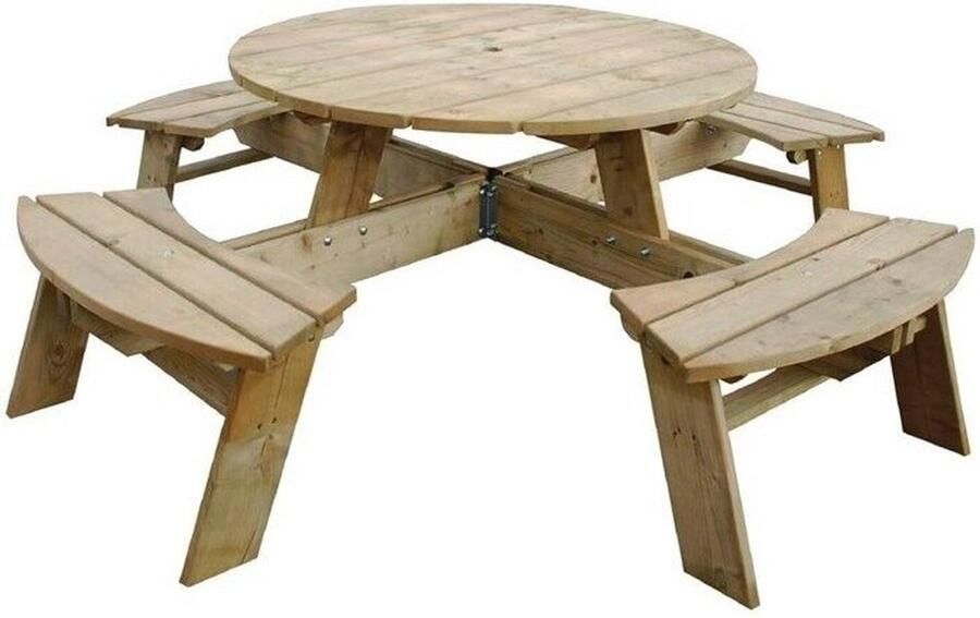 Rowlinson Ronde Houten Picknicktafel 200(Ø)cm CG097 Horeca & Professioneel