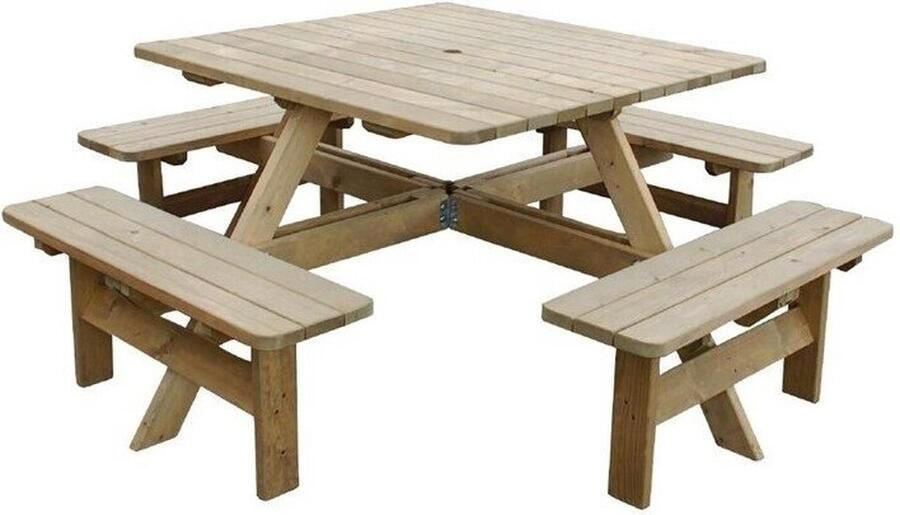 Rowlinson Vierkante Houten Picknicktafel 198cm CG096 Horeca & Professioneel