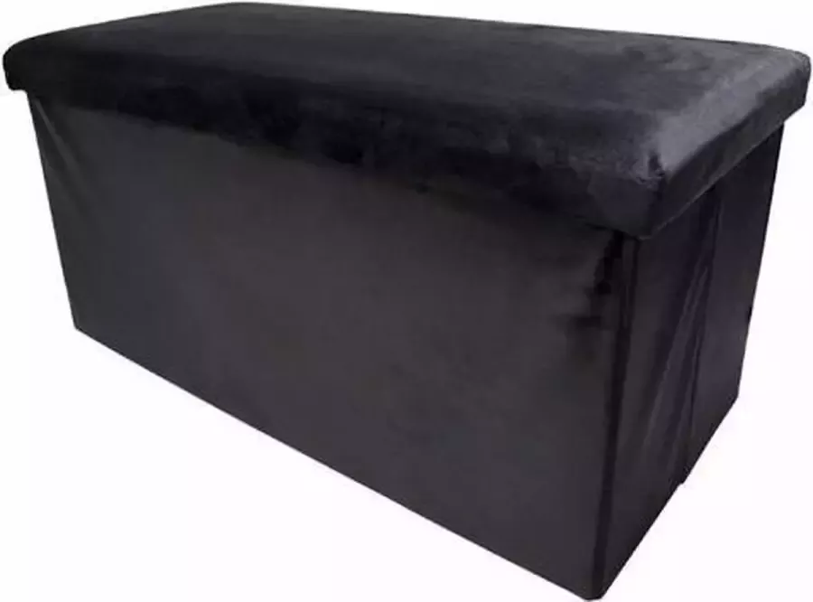 Rox Living Poef Opvouwbaar 76 X 38 Cm Fluweel Zwart