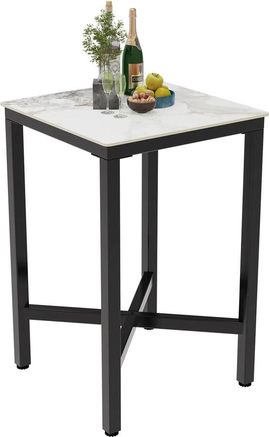 ​Roxana D. Roxana Tafel Bartafel Wit Vierkant Keuken Eetkamer Kantoor Slijtvast Stabiel Gesinterde steen Desktop Woonbars Restaurants Café