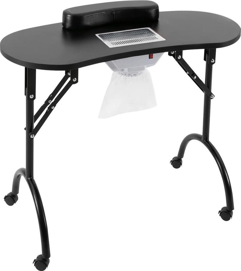 Roxana Manicure Tafel Nagelsalon Tafel Zwart Opvouwbaar MDF Nagelsalon Multifunctioneel Inclusief wielen Nagelstyliste