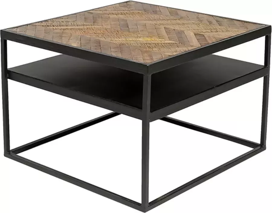 Roxxz Design Bijzettafel Miguel Industrieel Visgraat Dark Cuban 60x60x40 cm