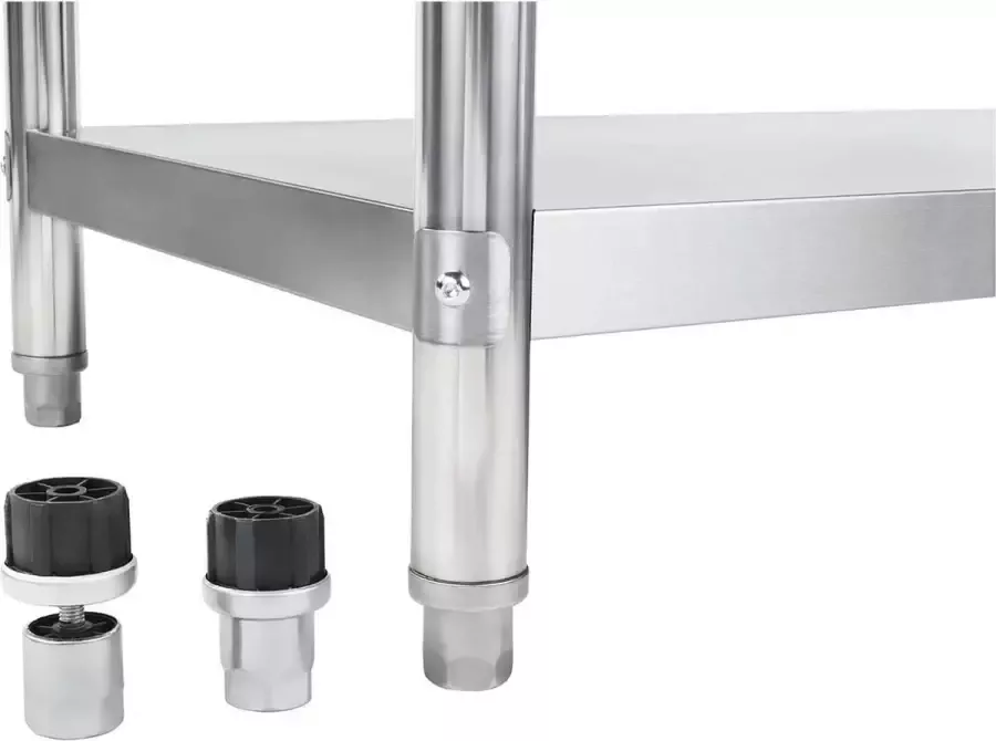 Royal Catering Roestvrij stalen werktafel 100 x 60 cm 90 kg capaciteit- verhoogde kant