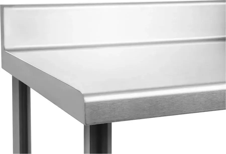Royal Catering Roestvrij stalen werktafel 150 x 60 cm verhoogde kant 130 kg capaciteit