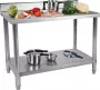Royal Catering Roestvrij stalen werktafel 150 x 60 cm verhoogde kant 130 kg capaciteit - Thumbnail 2
