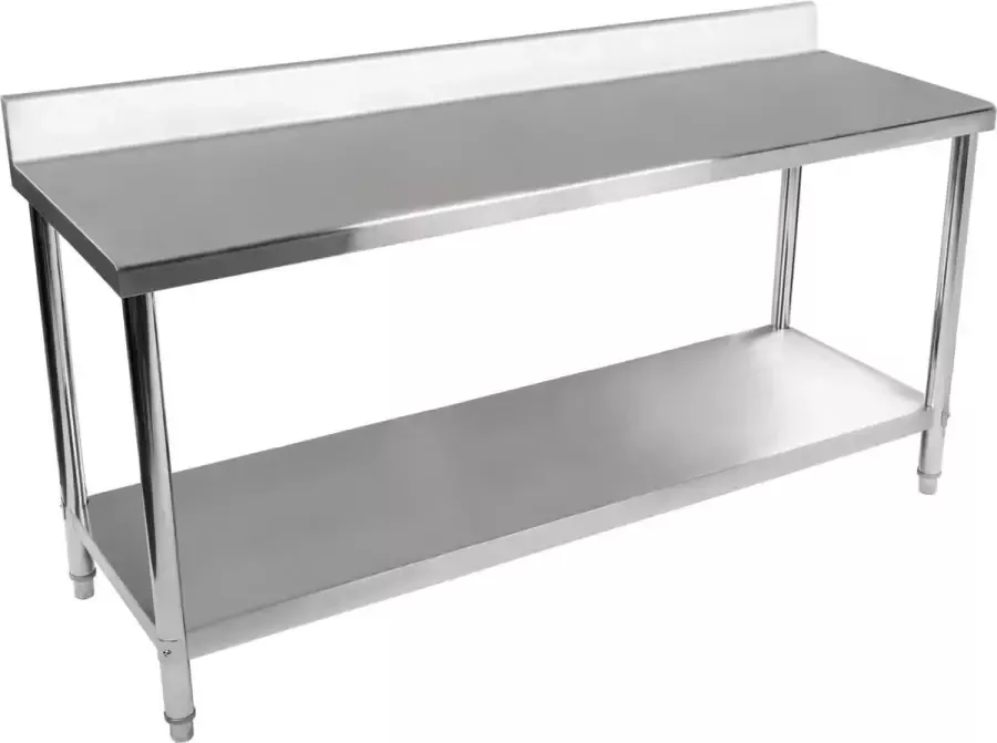 Royal Catering Roestvrij stalen werktafel Laadvermogen 195 kg 200 x 60 cm opstand