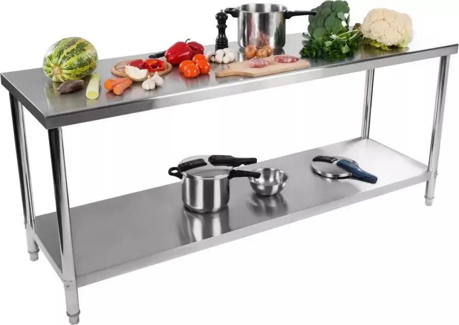 Royal Catering Roestvrij stalen werktafel Totaal draagvermogen 195 kg 200 x 60 cm