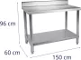 Royal Catering Roestvrij stalen werktafel Totale draagvermogen 159 kg 150 x 60 cm opstaande rand - Thumbnail 1