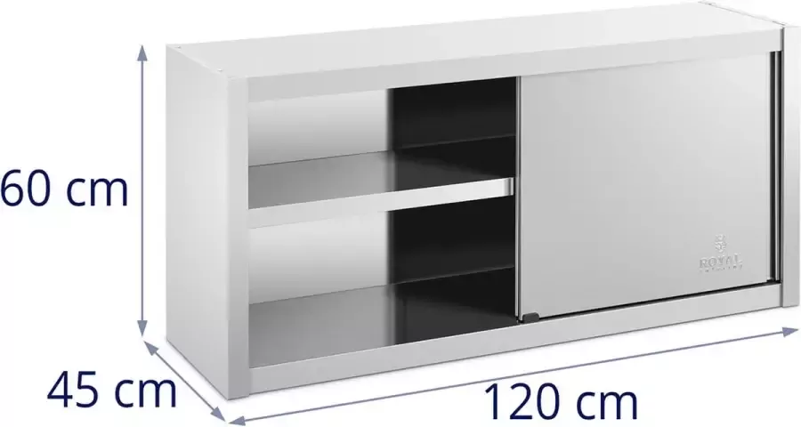 Royal Catering Roestvrijstalen hangkast 120 x 45 cm