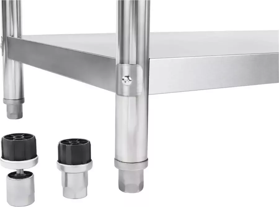 Royal Catering Werktafel roestvrij staal 100 x 60 cm met opstaande rand Max. belasting 114 kg