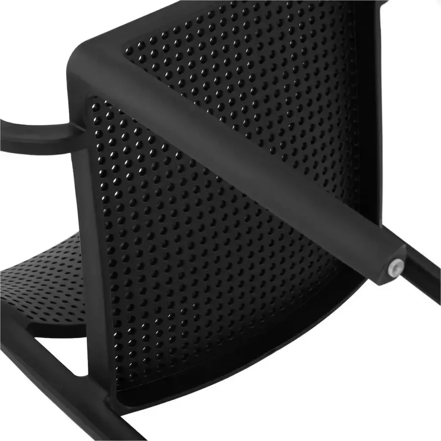 Royal Catering Silla set van 4 tot 150 kg rugleuning met luchtgaten armleuning zwart - Foto 3