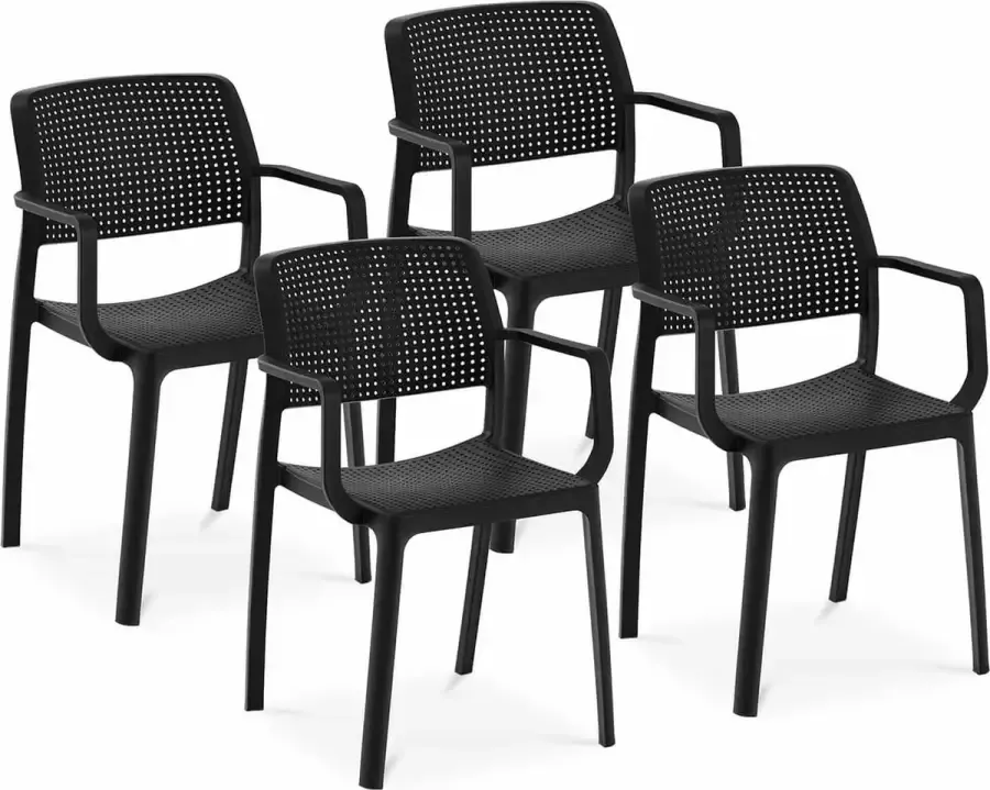 Royal Catering Silla set van 4 tot 150 kg rugleuning met luchtgaten armleuning zwart - Foto 2