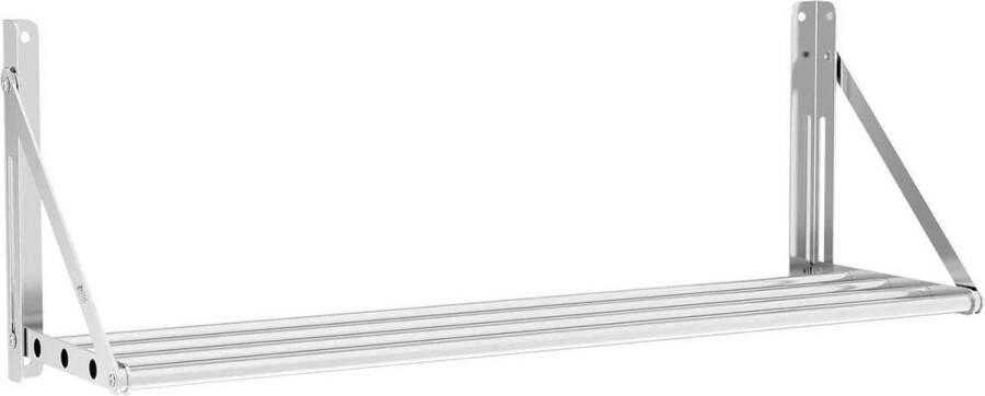 Royal Catering Wandplank inklapbaar 100 x 30 cm 40 kg roestvrij staal