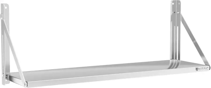 Royal Catering Wandplank inklapbaar 120 x 30 cm 40 kg roestvrij staal