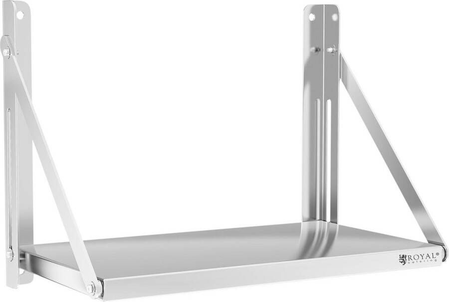 Royal Catering Wandplank inklapbaar 60 x 30 cm 40 kg roestvrij staal - Foto 2