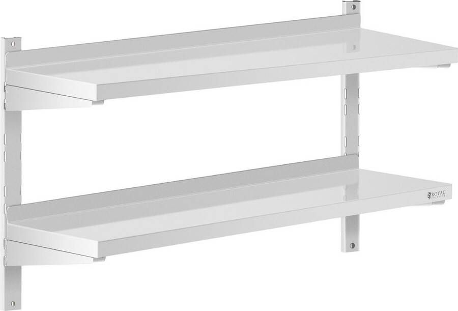 Royal Catering Wandrek van roestvrij staal 2 planken 30 x 100 cm