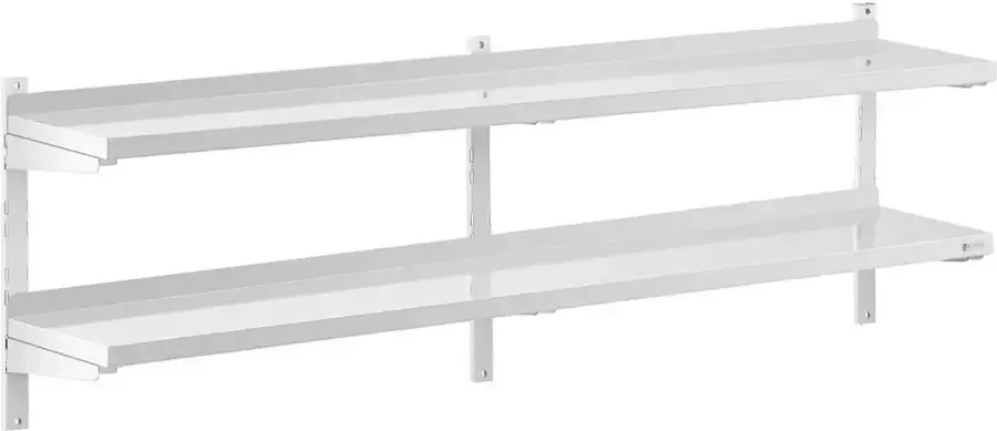Royal Catering Wandrek van roestvrij staal 2 planken 30 x 200 cm