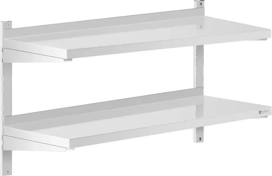 Royal Catering Wandrek van roestvrij staal 2 planken 40 x 100 cm