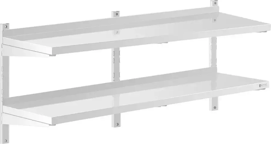 Royal Catering Wandrek van roestvrij staal 2 planken 40 x 140 cm
