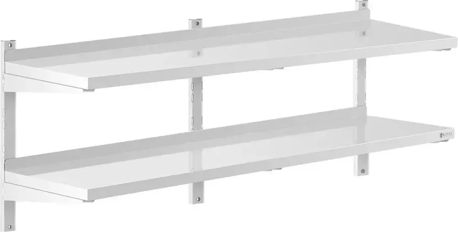 Royal Catering Wandrek van roestvrij staal 2 planken 40 x 150 cm