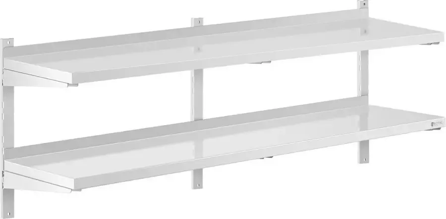 Royal Catering Wandrek van roestvrij staal 2 planken 40 x 160 cm - Foto 2
