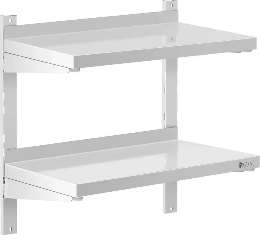 Royal Catering Wandrek van roestvrij staal 2 planken 60 x 30 cm - Foto 2