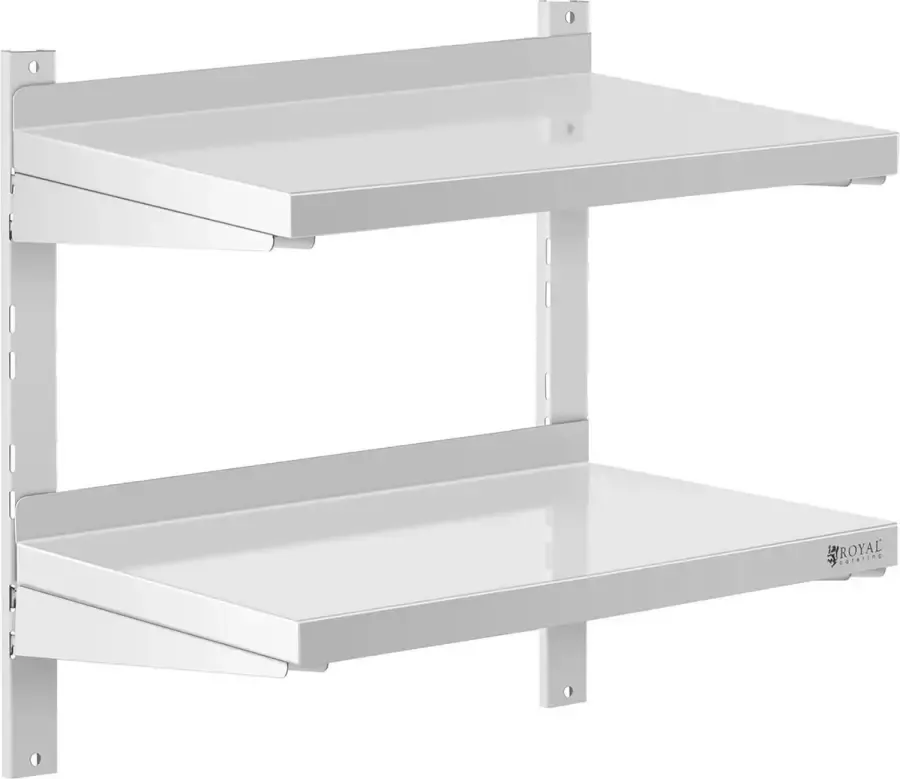 Royal Catering Wandrek van roestvrij staal 2 planken 60 x 40 cm - Foto 2