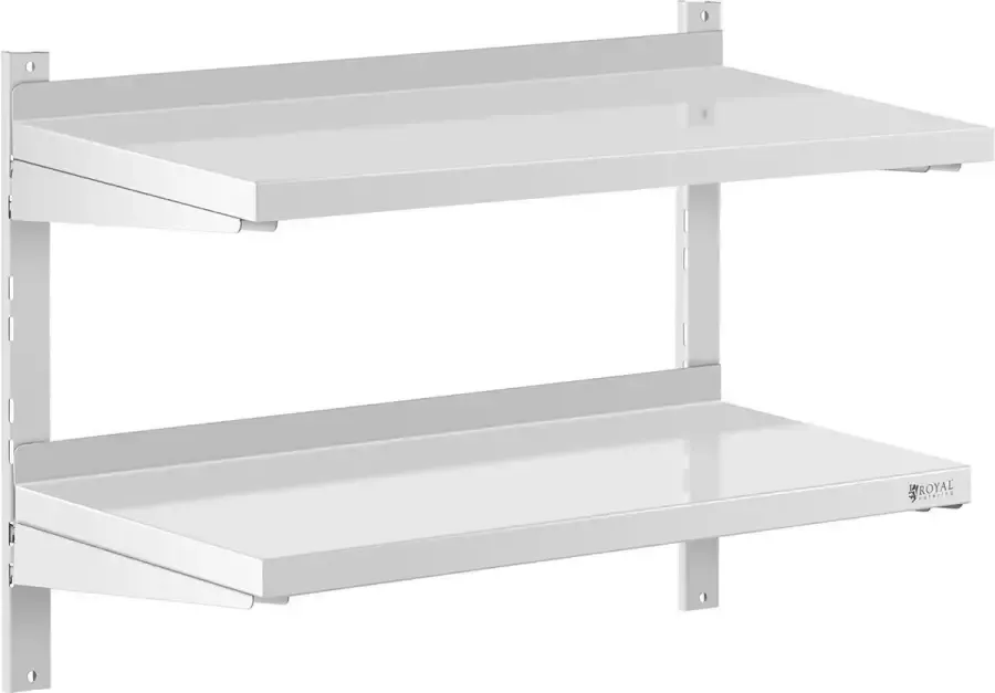 Royal Catering Wandrek van roestvrij staal 2 planken 80 x 40 cm - Foto 2