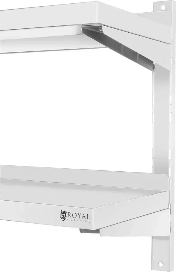 Royal Catering Wandrek van roestvrij staal 2 planken 80 x 40 cm