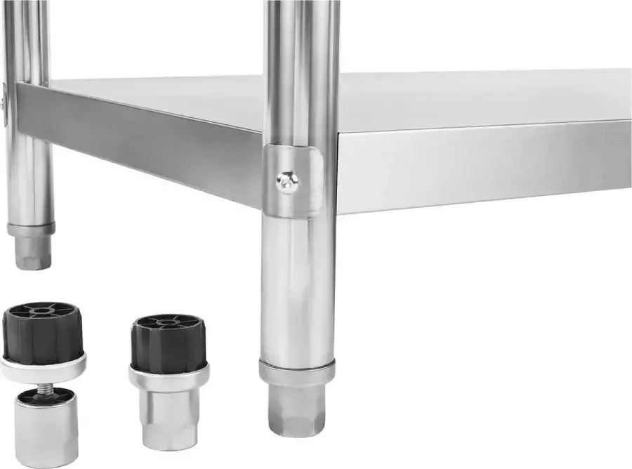 Royal Catering Werkbank RVS 180 x 60 cm Totaal draagvermogen 182 kg met opstaande rand