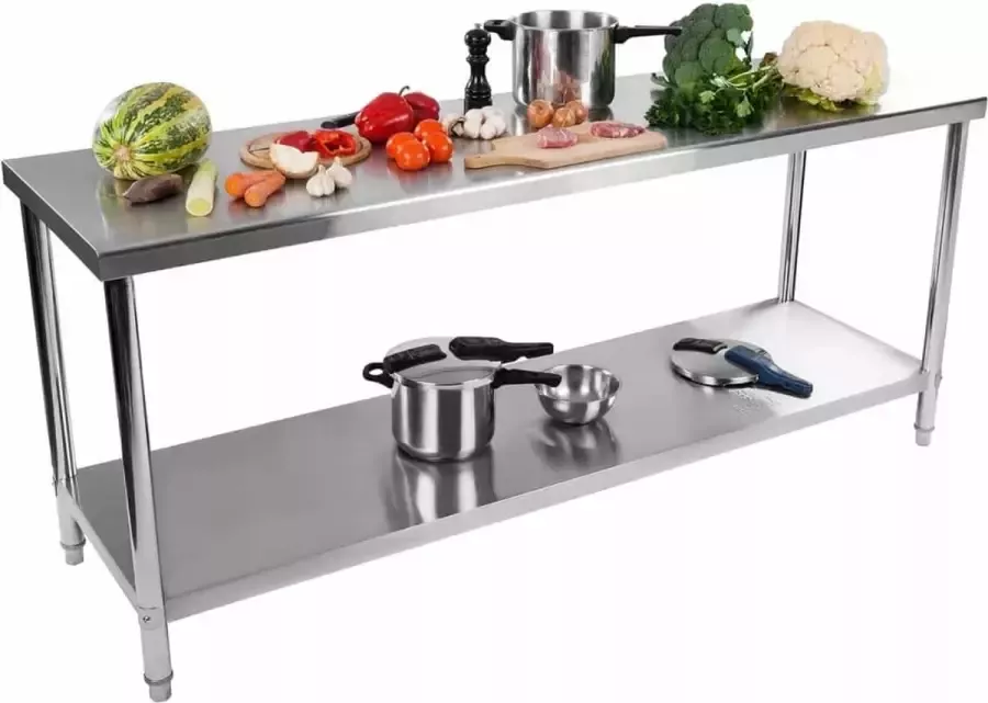 Royal Catering Werktafel – rvs werktafel 200 x 60 cm 195 kg capaciteit