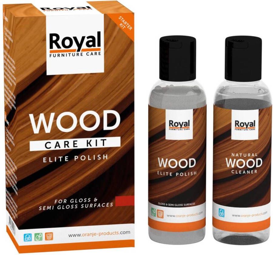 Royal furniture care Oranje Elite Polish Wood Care Kit + Cleaner startkit 2x75ml