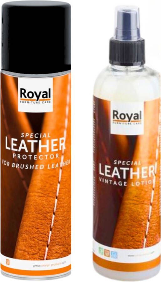 Royal furniture care Royal Brushed Leather Protector Spray 250ml + Leather Vintage Lotion 250ml
