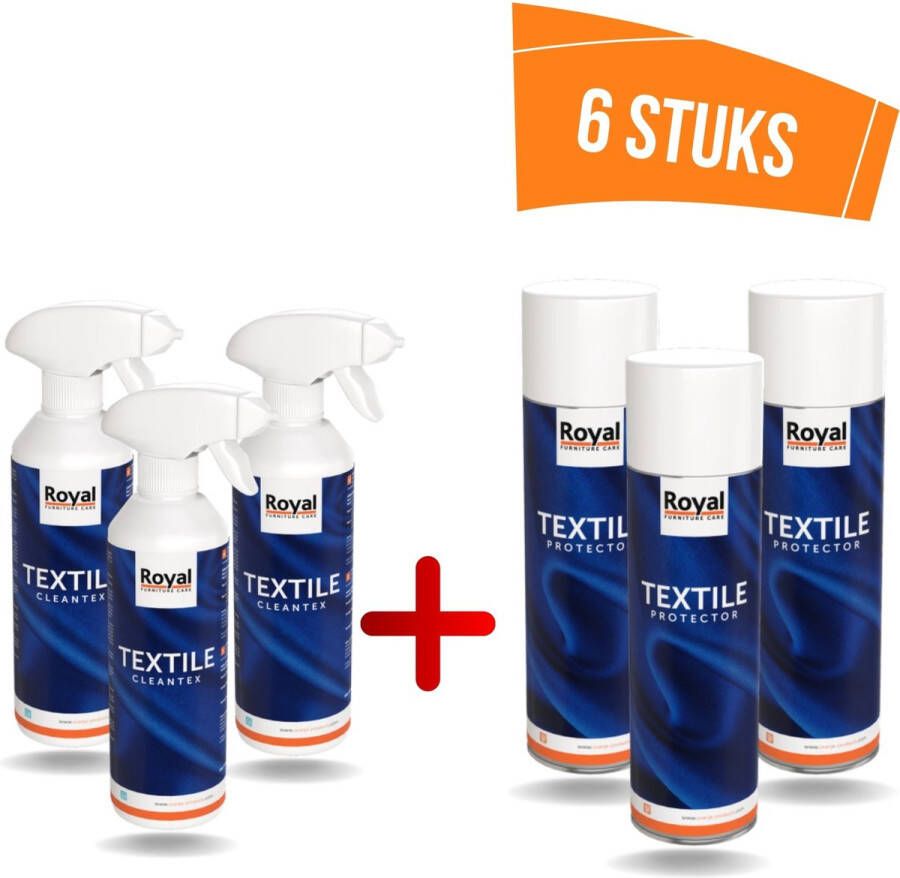 Royal furniture care Royal Furniture set 3 x Textile protector + 3 x Cleantex vlekkenspray 3000ml+ (Gratis) 1 stuk Microvezel Doek - Foto 2