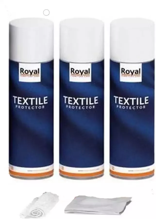 Royal furniture care Textile protector Textiel beschermer INCL 1 x katoenen reinigingswashand (wit) en 1 x poetsdoek (wit) 2 x 500ml