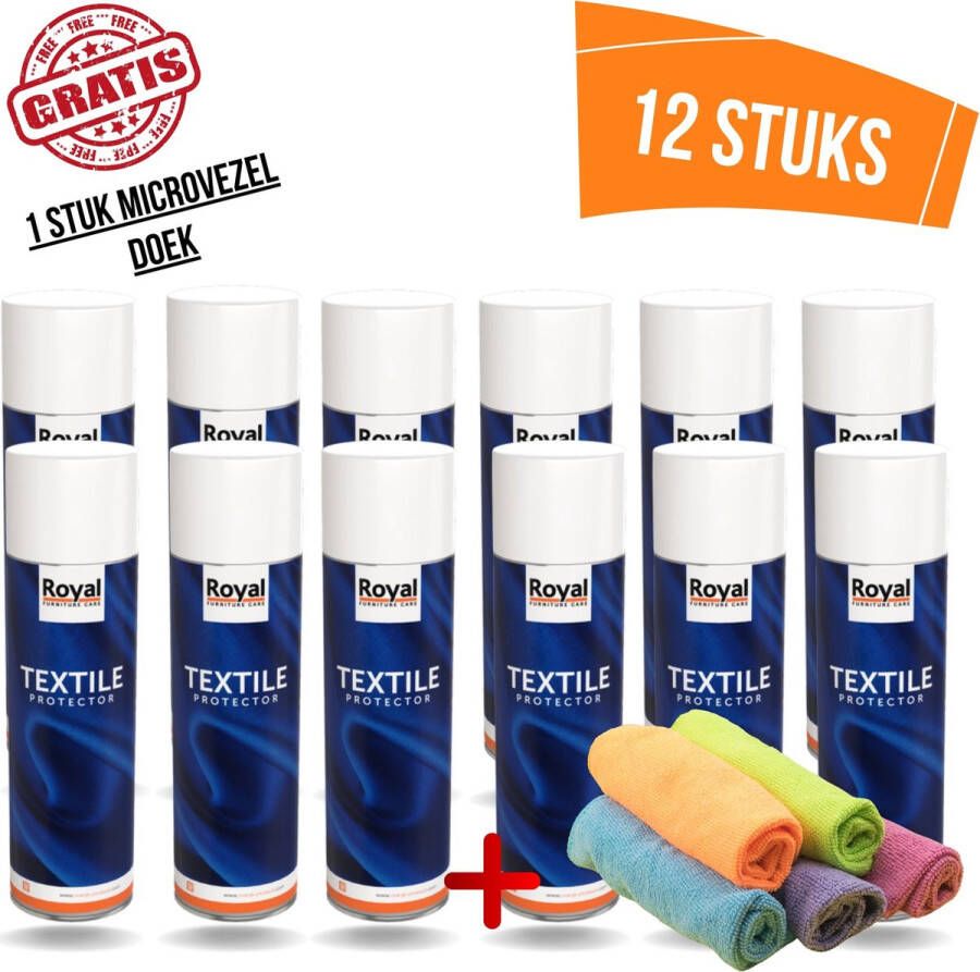 Royal furniture care Textile protector Textiel Beschermer Spray 12-pack 6000ml l+ (Gratis) 1 stuk Microvezel Doek
