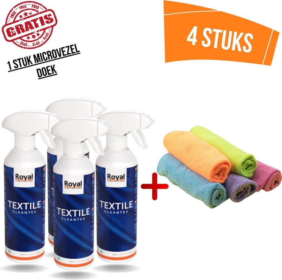 Royal furniture care Textile vlekkenspray Cleantex Textiel vlekkenspray (4 x 500ml) pack 2000ml