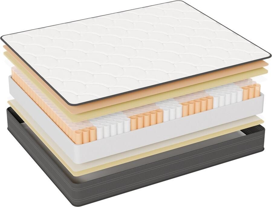 ROYGBIV Binnenvering matras (180x200CM) 22CM hoog Pocketveringmatras 7 zones Allergische Eenpersoonsmatrassen 7-laags Composietstructuur Tweepersoonsmatras