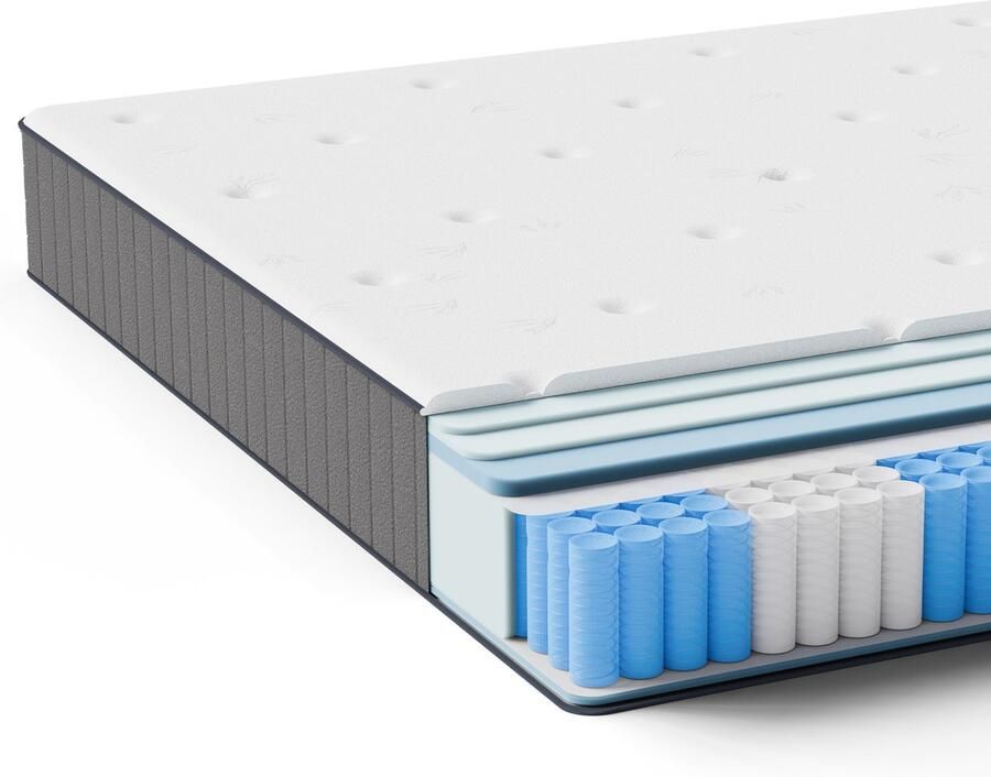 ROYGBIV Matras(90x200CM) 25CM hoog Pocketveringmatras 7 zones Eenpersoonsmatras Allergievriendelijk H3 Hardheid HR Koudschuim 7-laags Composietstructuur -Voor thuis en hotel - Foto 2