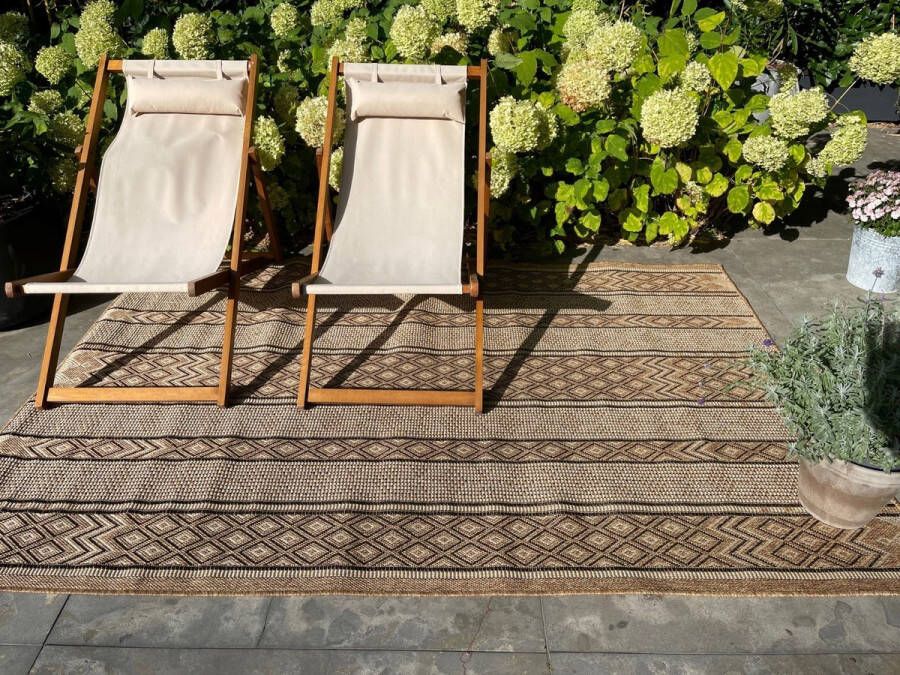 Rozenkelim Buitenvloerkleed Tuinkleed Balkonkleed Jute look 120cm x 80cm