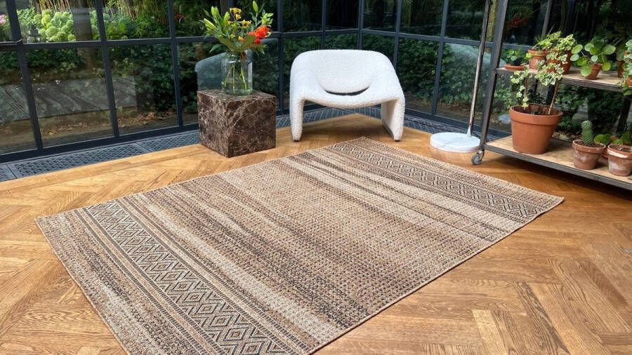 Rozenkelim Buitenvloerkleed Tuinkleed Balkonkleed Jute look 300cm x 200cm