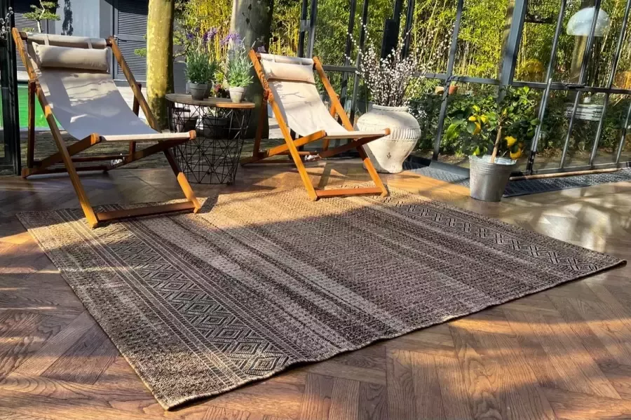 Rozenkelim Buitenvloerkleed Tuinkleed Balkonkleed Jute look 120cm x 80cm