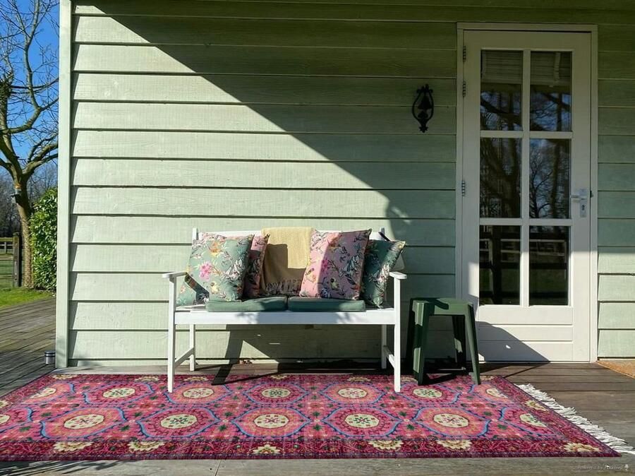 Rozenkelim Buitenkleed Loper Tuinkleed Balkonkleed 240cm x 80cm gemaakt van PET Flessen