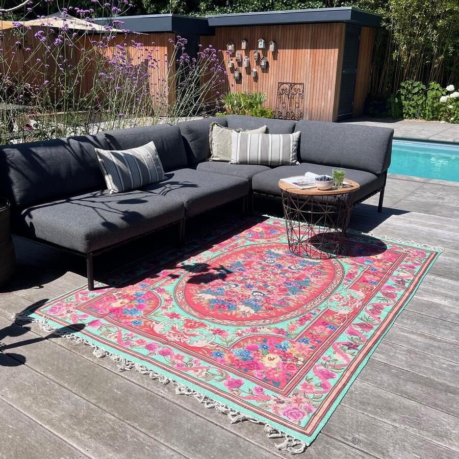 Rozenkelim Buitenkleed Tuinkleed Balkonkleed 300cm x 200cm gemaakt van PET Flessen