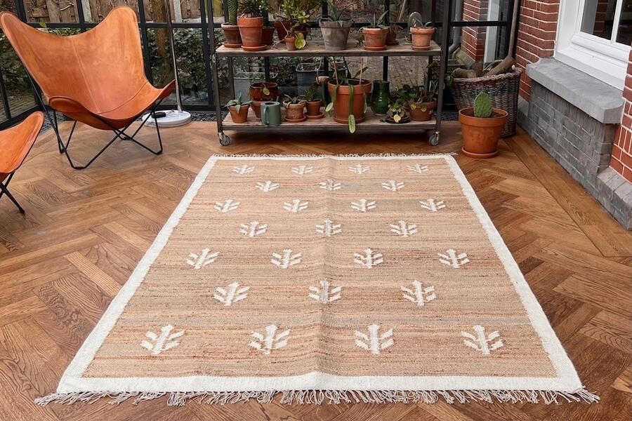 Rozenkelim Handgemaakt jute vloerkleed 300 x 200cm