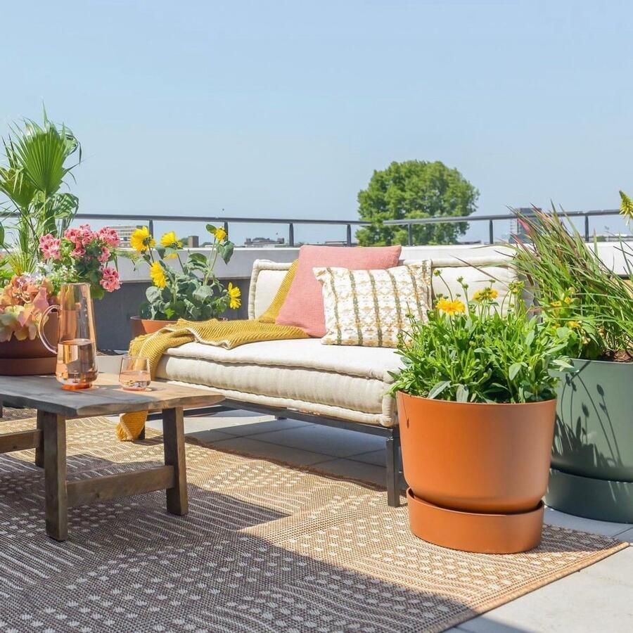 Rozenkelim Jute look platgeweven buitenkleed 300cmx200cm