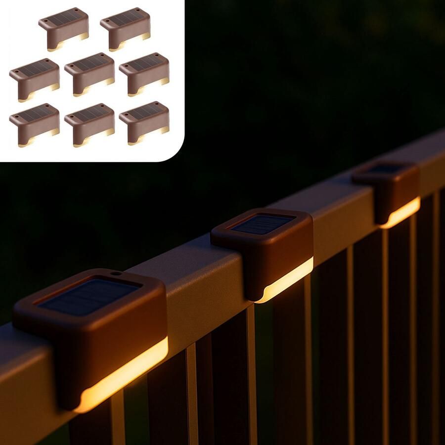 RS Goods LED Wandlampjes op Zonne Energie 8 Stuks Solar Tuinverlichting op Zonne Energie Tuinverlichting op Zonneenergie Buitenlamp Buitenverlichting Wandlamp