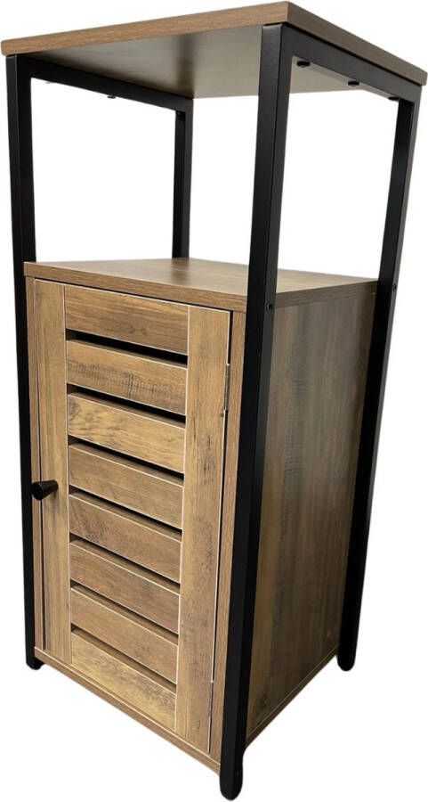 RST Design Nachtkastje Lana- met deurtje en verstelbare legplank-schap- zwart eiken- black oak- stelpootjes-halkastje-boxspring nachtkastje- 37 x 30 x 79 5 - Foto 1
